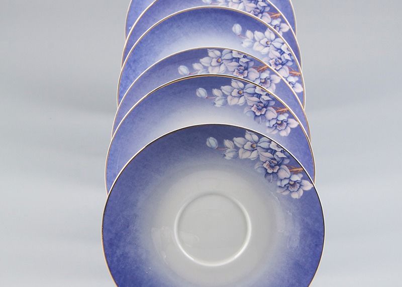 BSCI Lightweight Gold Rim Royal Bone China Tea Set